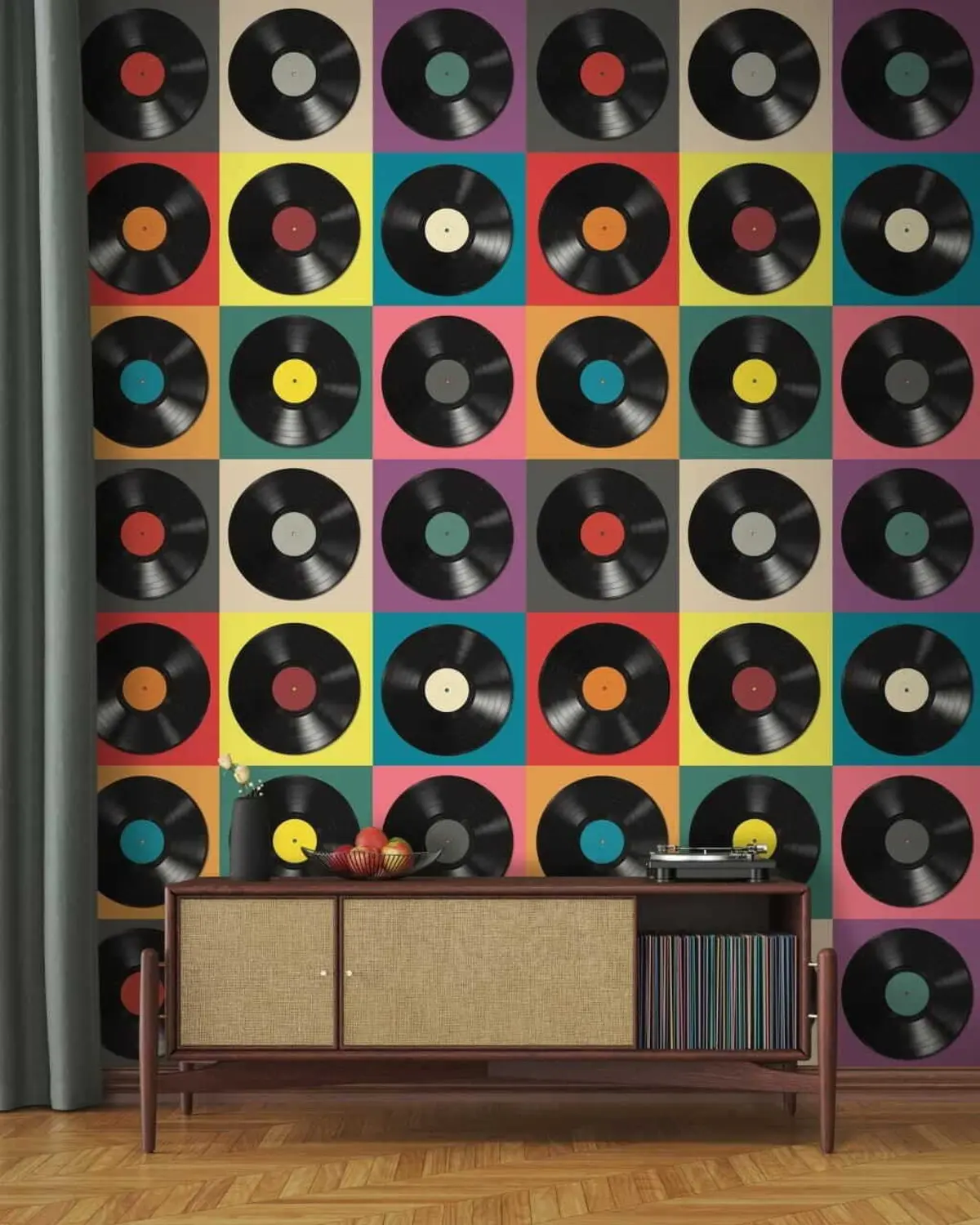 murales de pared Discos de vinilo, estilo retro u51622