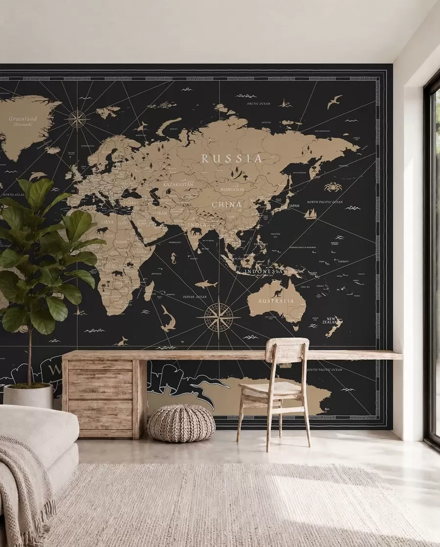 murales de pared Mapa del mundo de la vendimia u50401