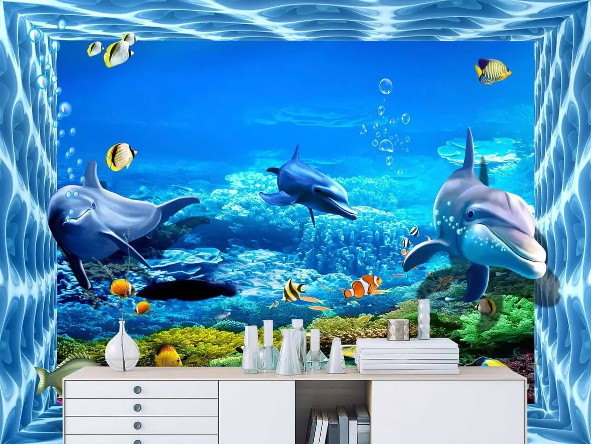 murales de pared Delfines en el mundo submarino u05154