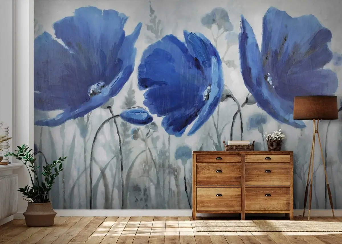 murales de pared Flores azules u07033