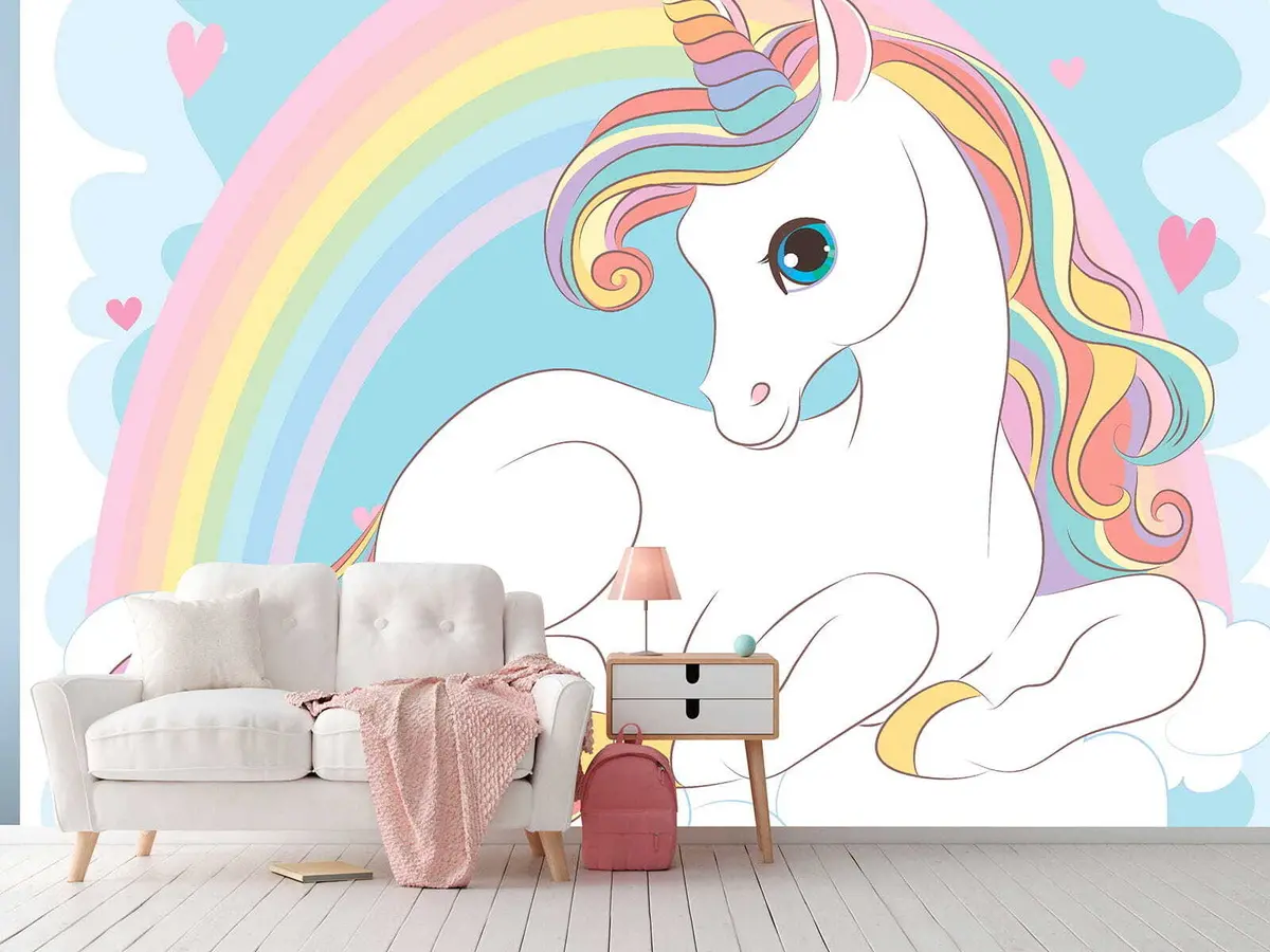 murales de pared Unicornio sobre una nube u10971