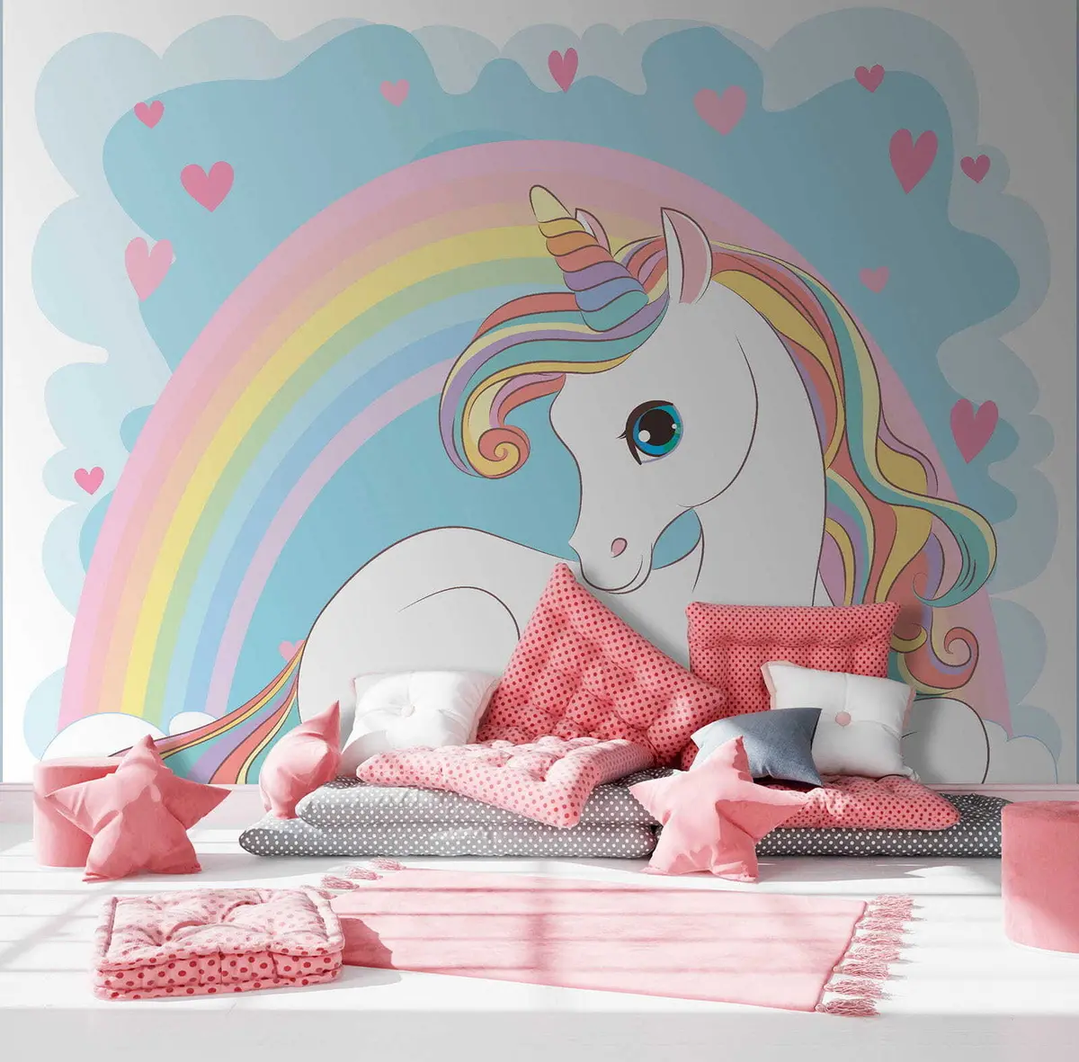 murales de pared Unicornio sobre una nube u10971