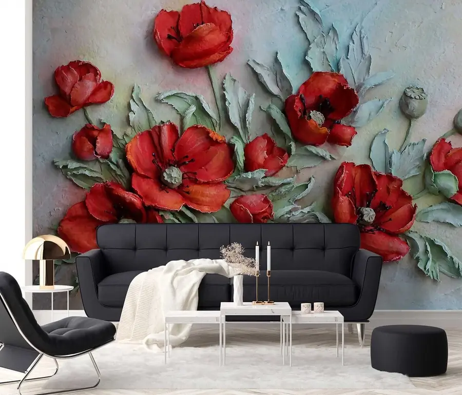 murales de pared Amapolas 3d u12788