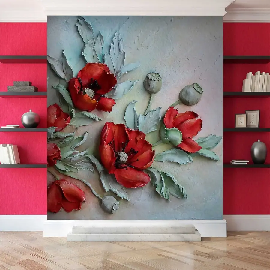 murales de pared Amapolas 3d u12788