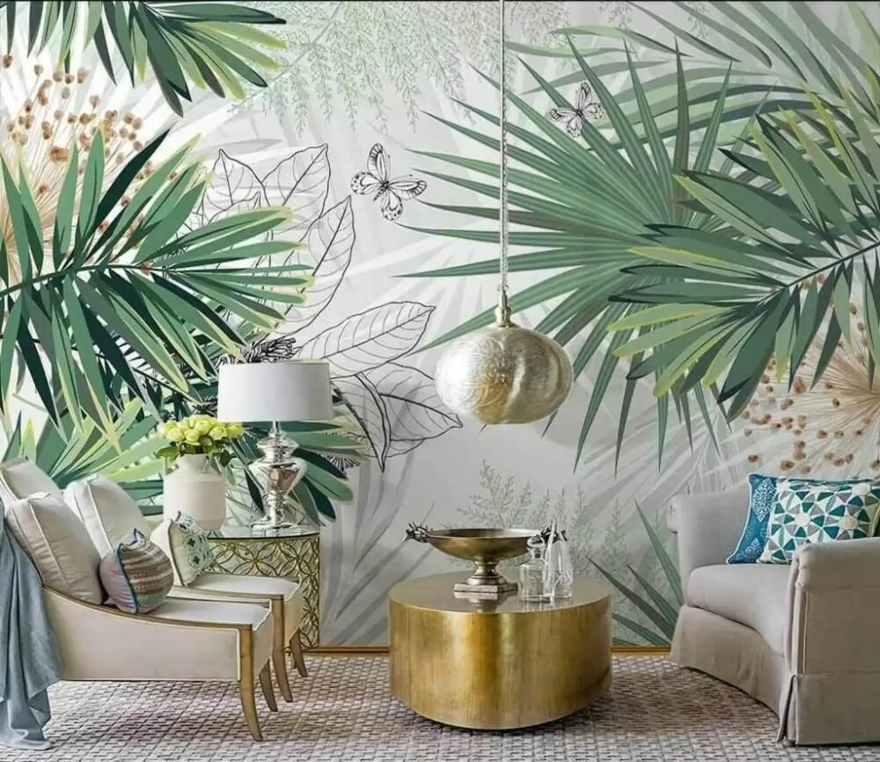 murales de pared Ramas verdes de palmeras u12819
