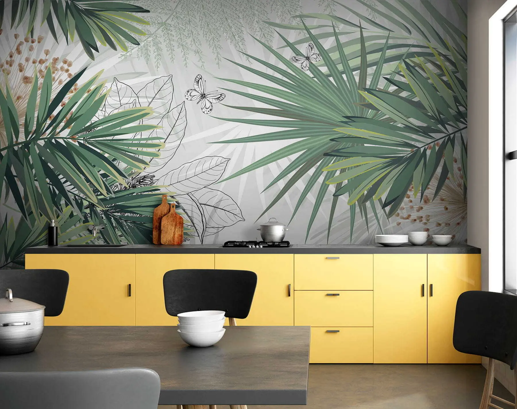 murales de pared Ramas verdes de palmeras u12819