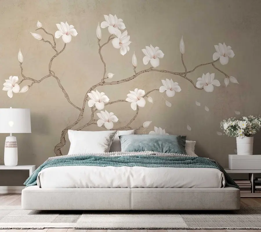 murales de pared El árbol floreciente de la magnolia u17493