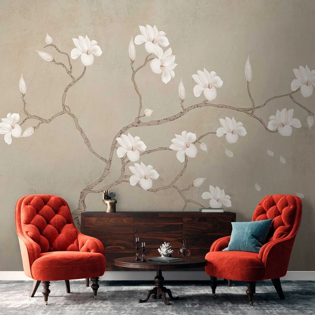 murales de pared El árbol floreciente de la magnolia. u17493