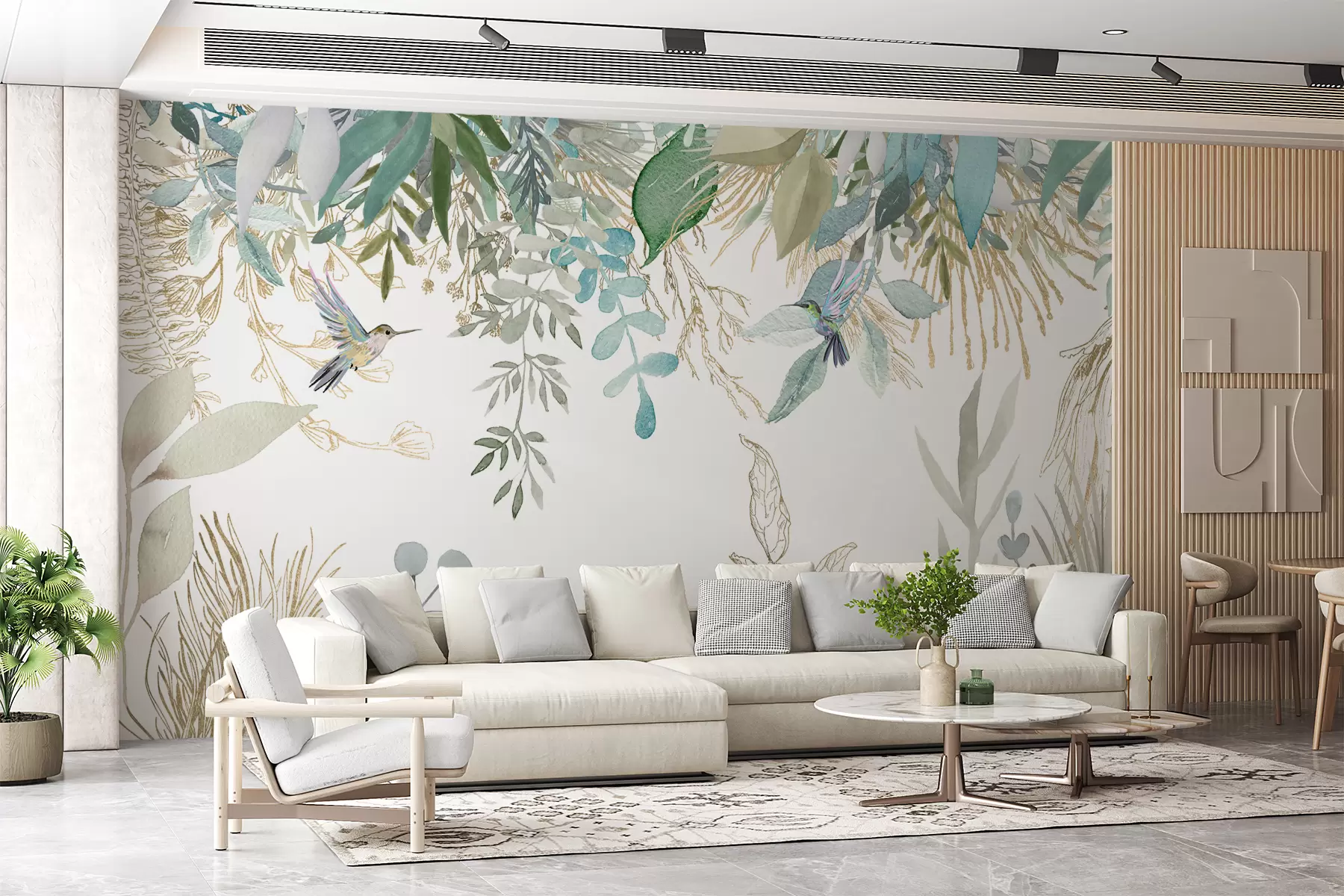 murales de pared Plantas exóticas y colibríes u17579