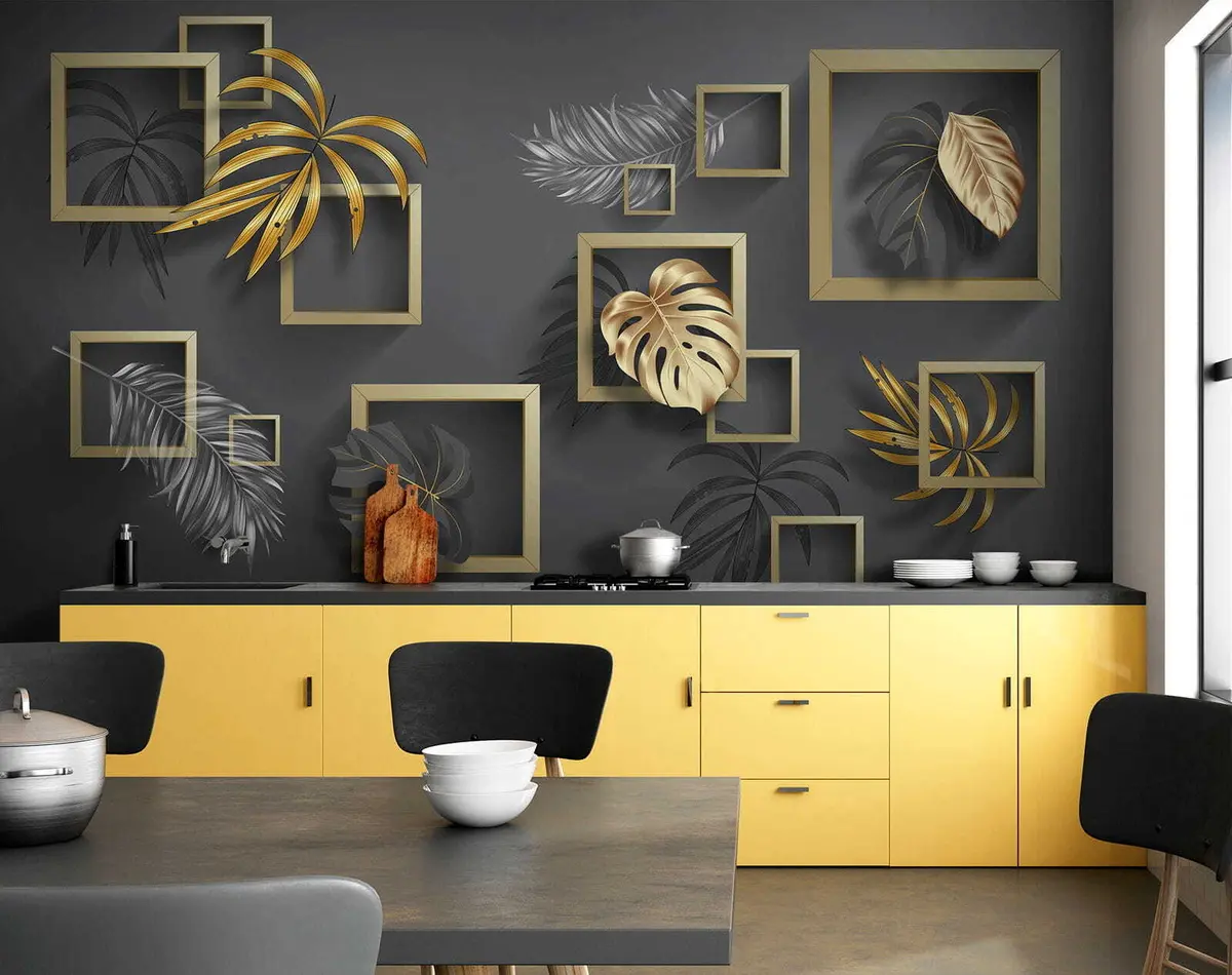 Murales de pared Elegantes marcos con diseño de hojas exuberantes u20111 murales de pared Elegantes marcos con diseño de hojas exuberantes u20111