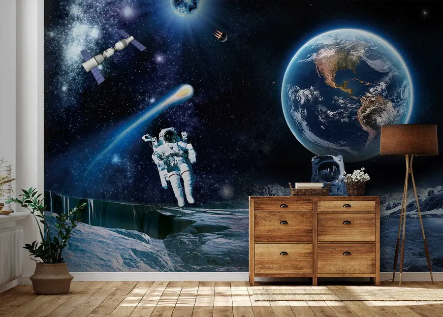 murales de pared astronautas en la luna u23243
