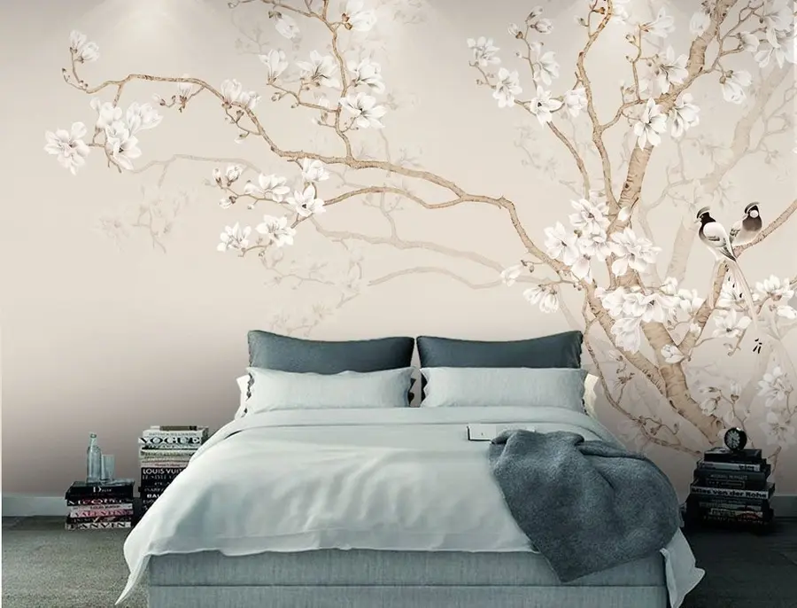murales de pared Árbol floreciente y pájaros u25842