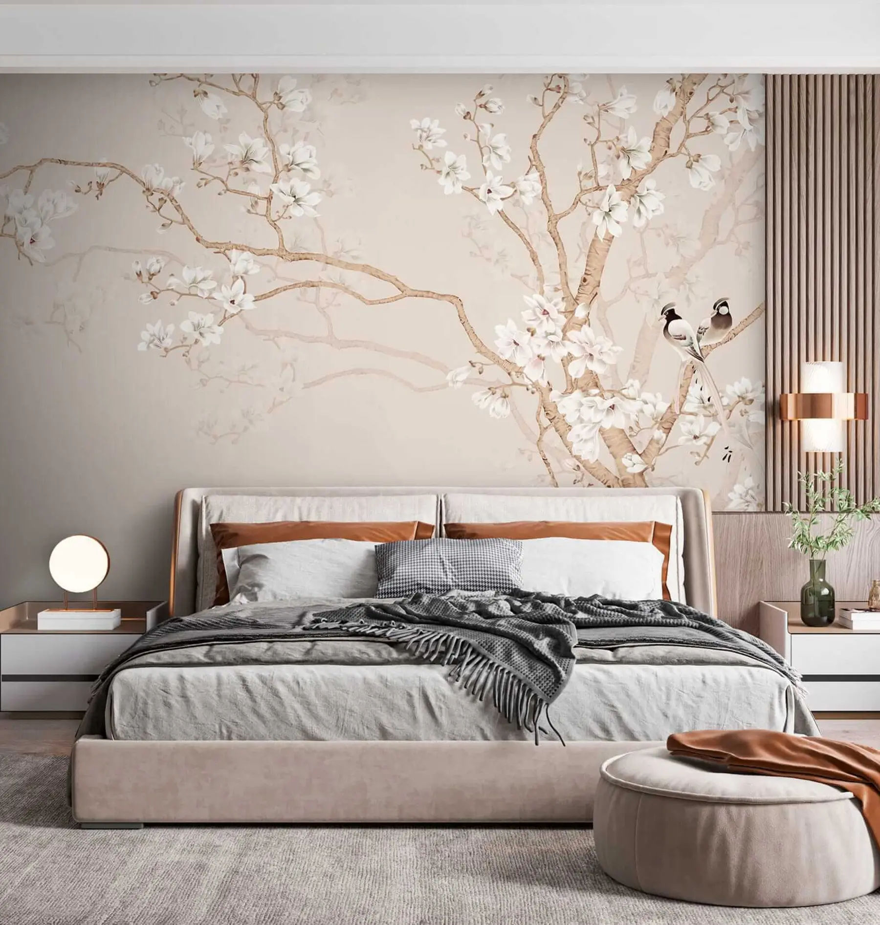 murales de pared Árbol floreciente y pájaros u25842
