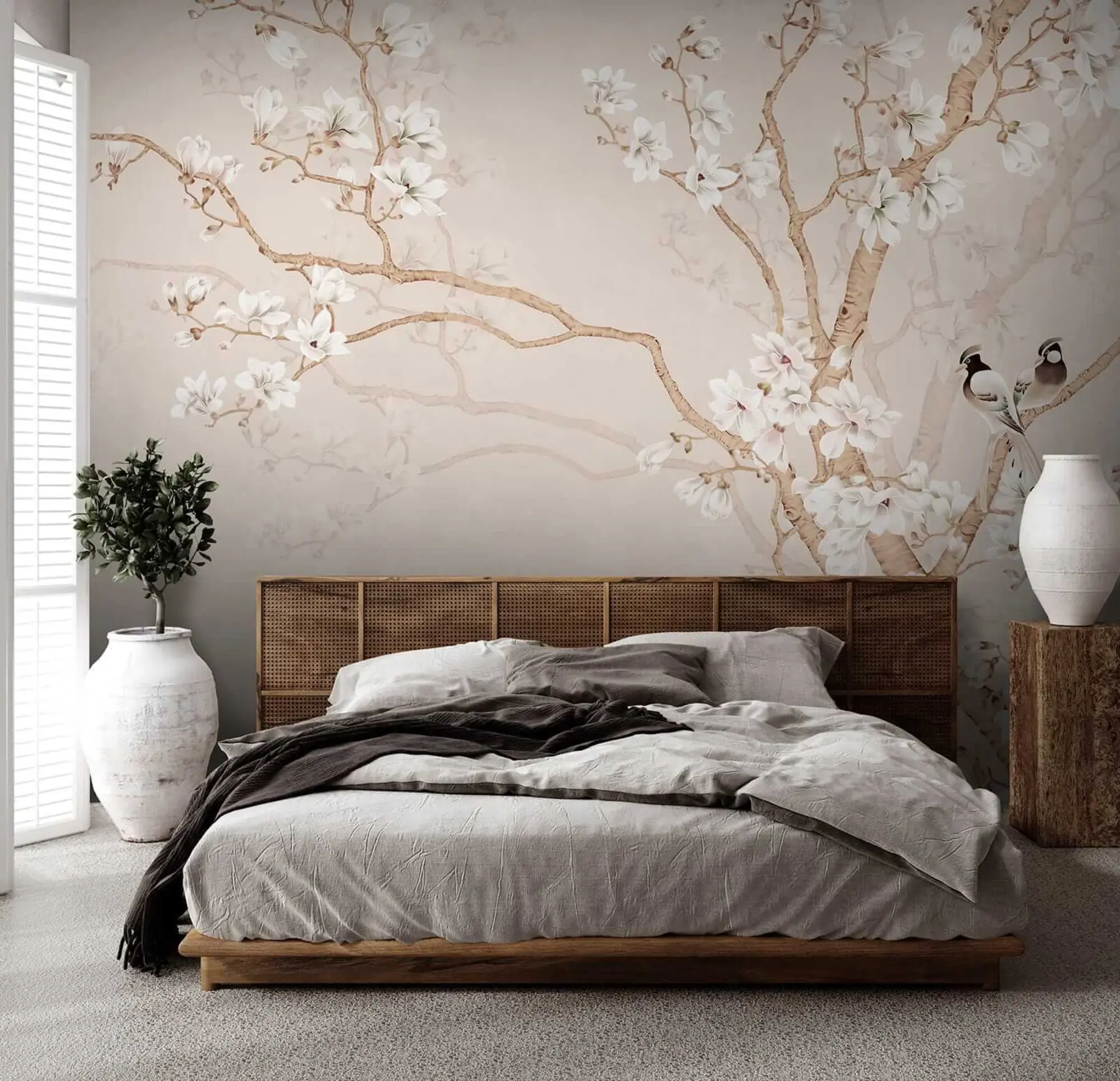 murales de pared Árbol floreciente y pájaros u25842