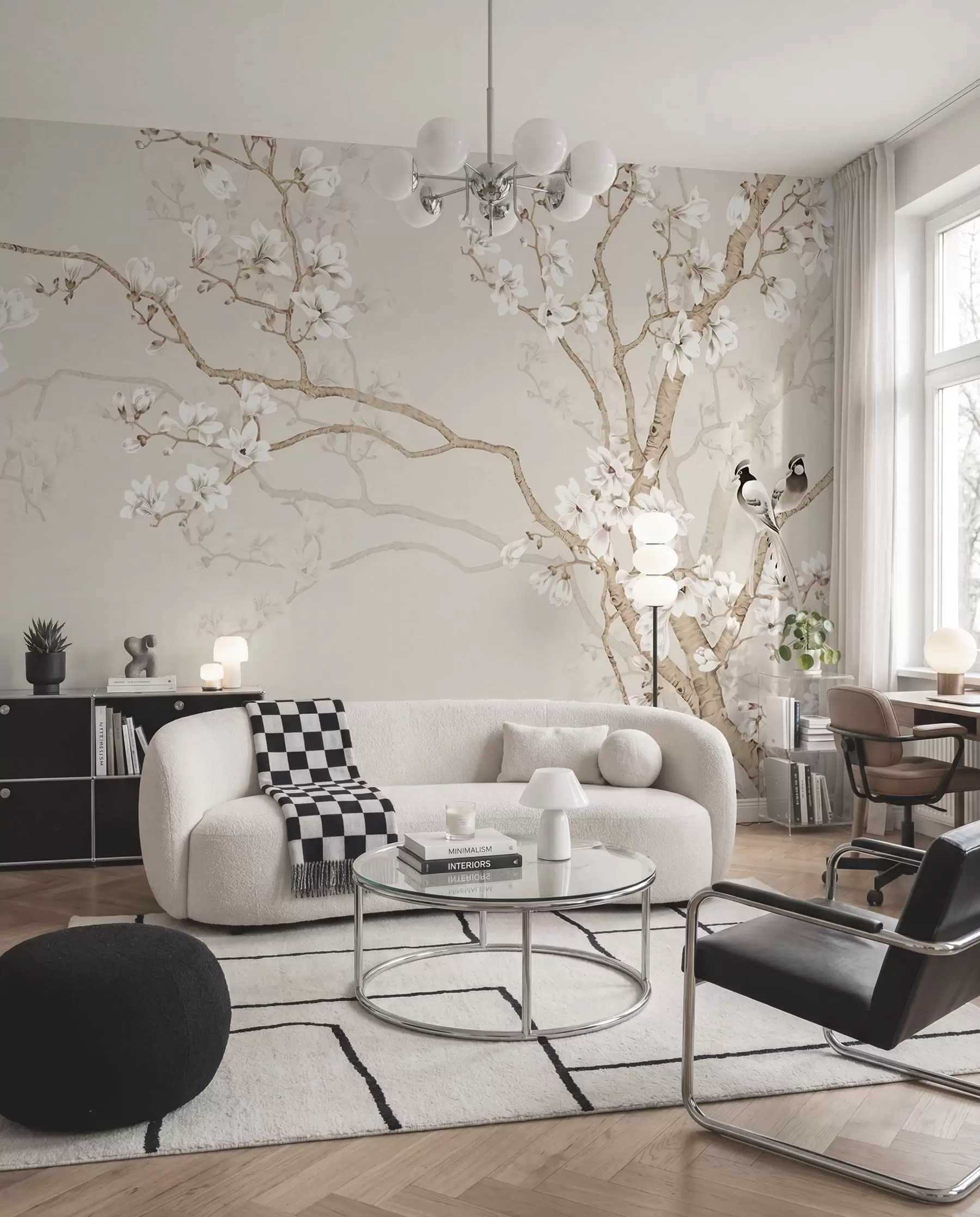 murales de pared Aves entre flores u25842
