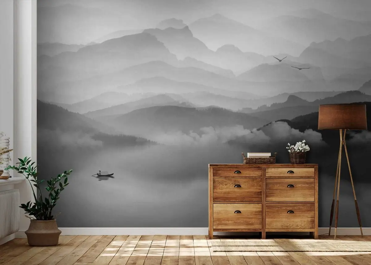murales de pared Montañas en blanco y negro u30125