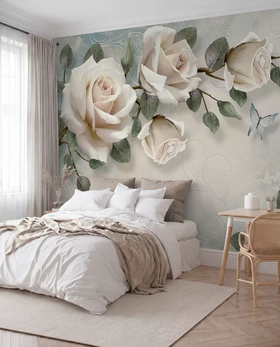 murales de pared Rosas color crema u31353