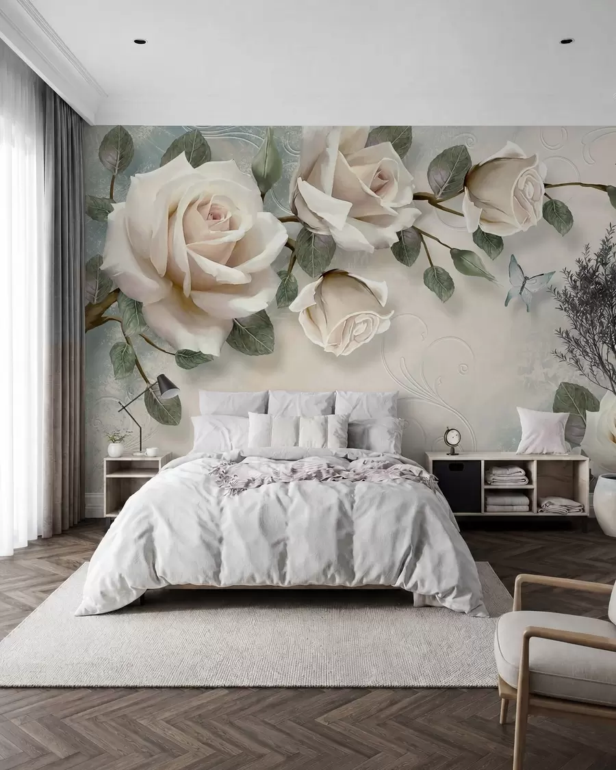 murales de pared Rosas color crema u31353