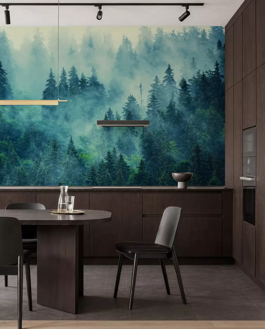 murales de pared Bosque de niebla por la mañana u33150