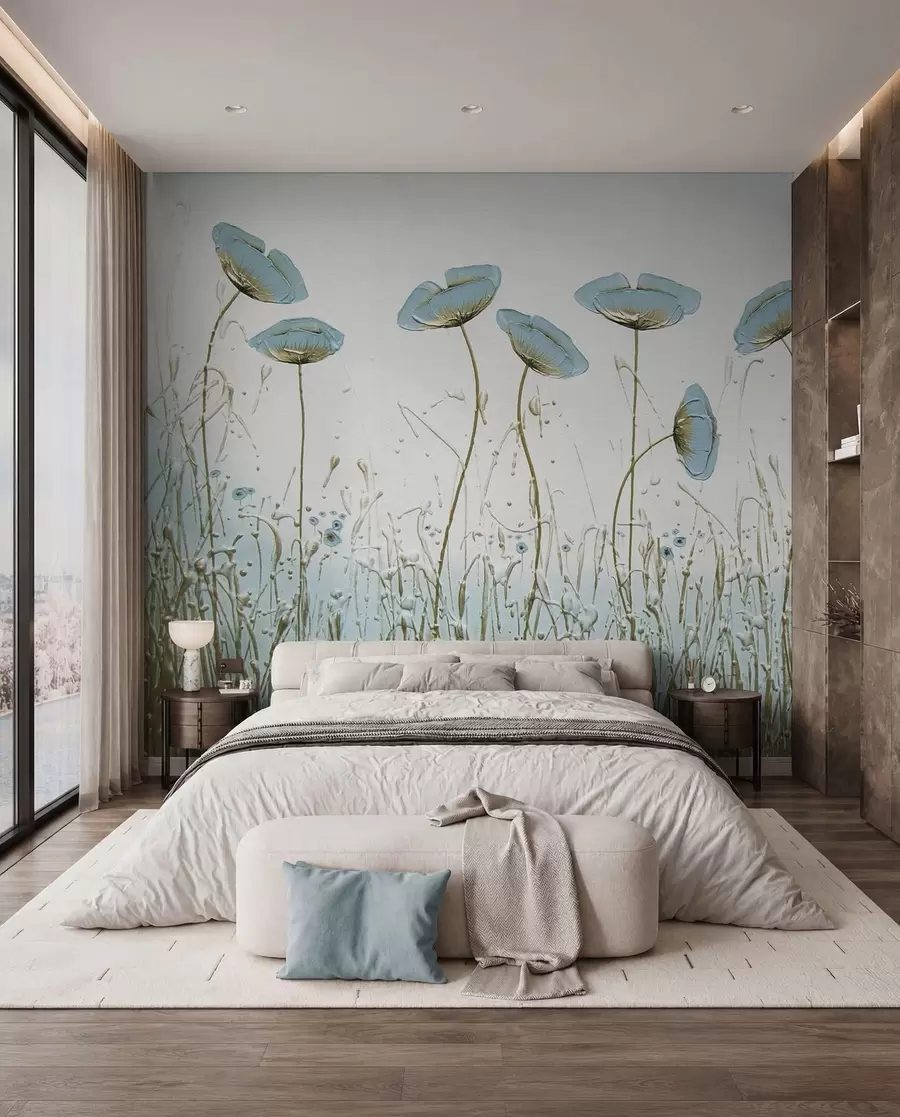 murales de pared Flores azules de tallo alto u34867
