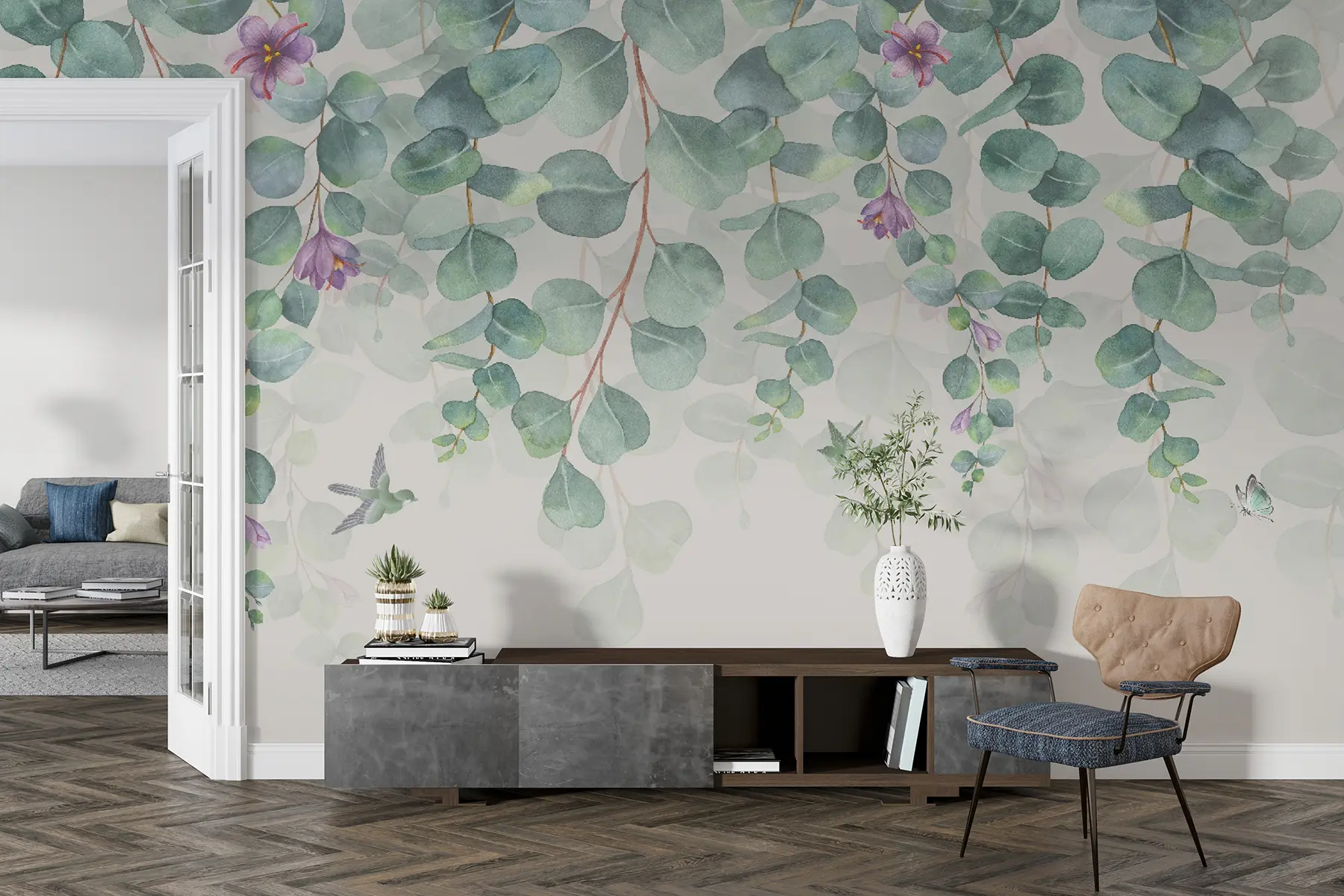 murales de pared Ramas colgantes con flores u36206