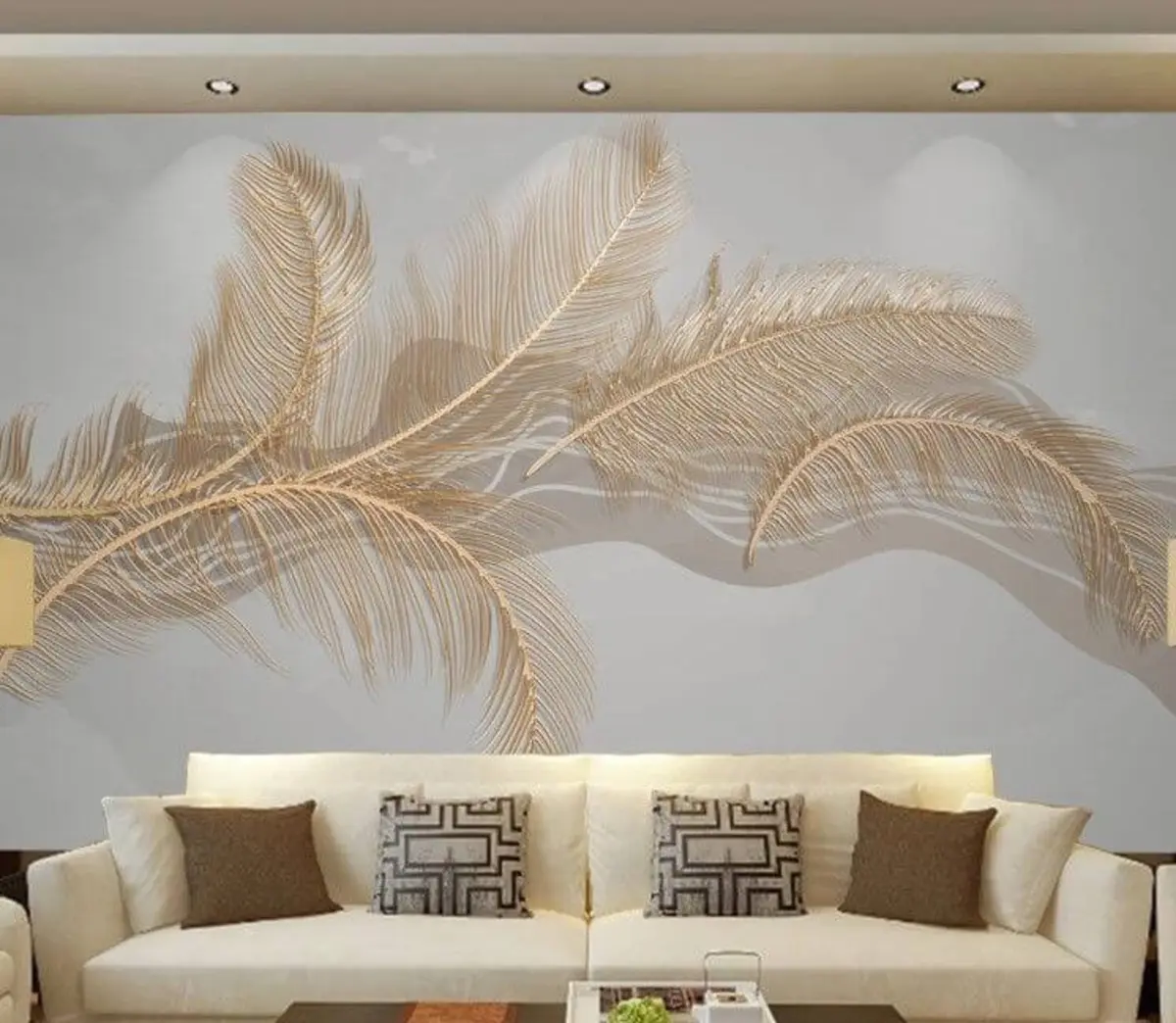 Murales de pared Grandes plumas frágiles sobre fondo gris u40388 murales de pared Grandes plumas frágiles sobre fondo gris u40388
