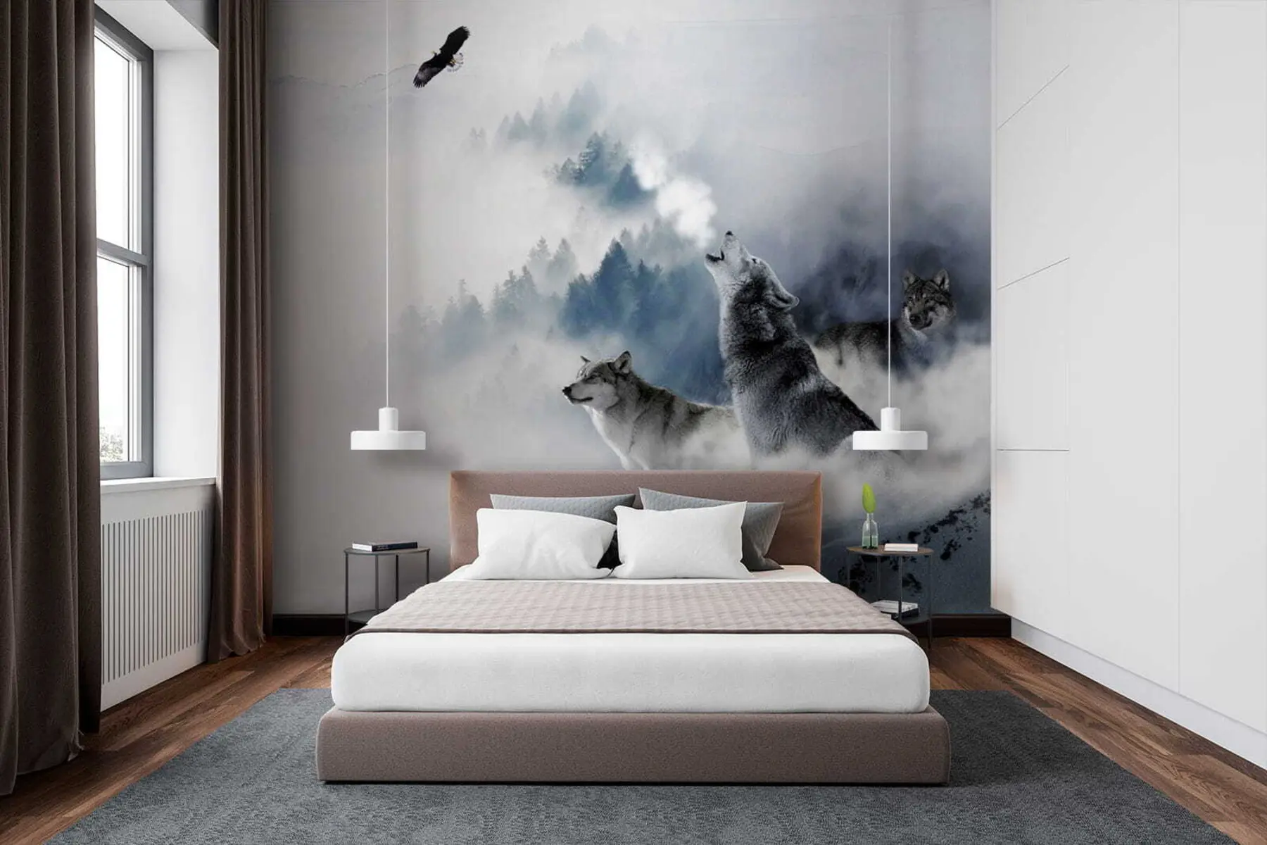 murales de pared Lobos en el bosque u42161