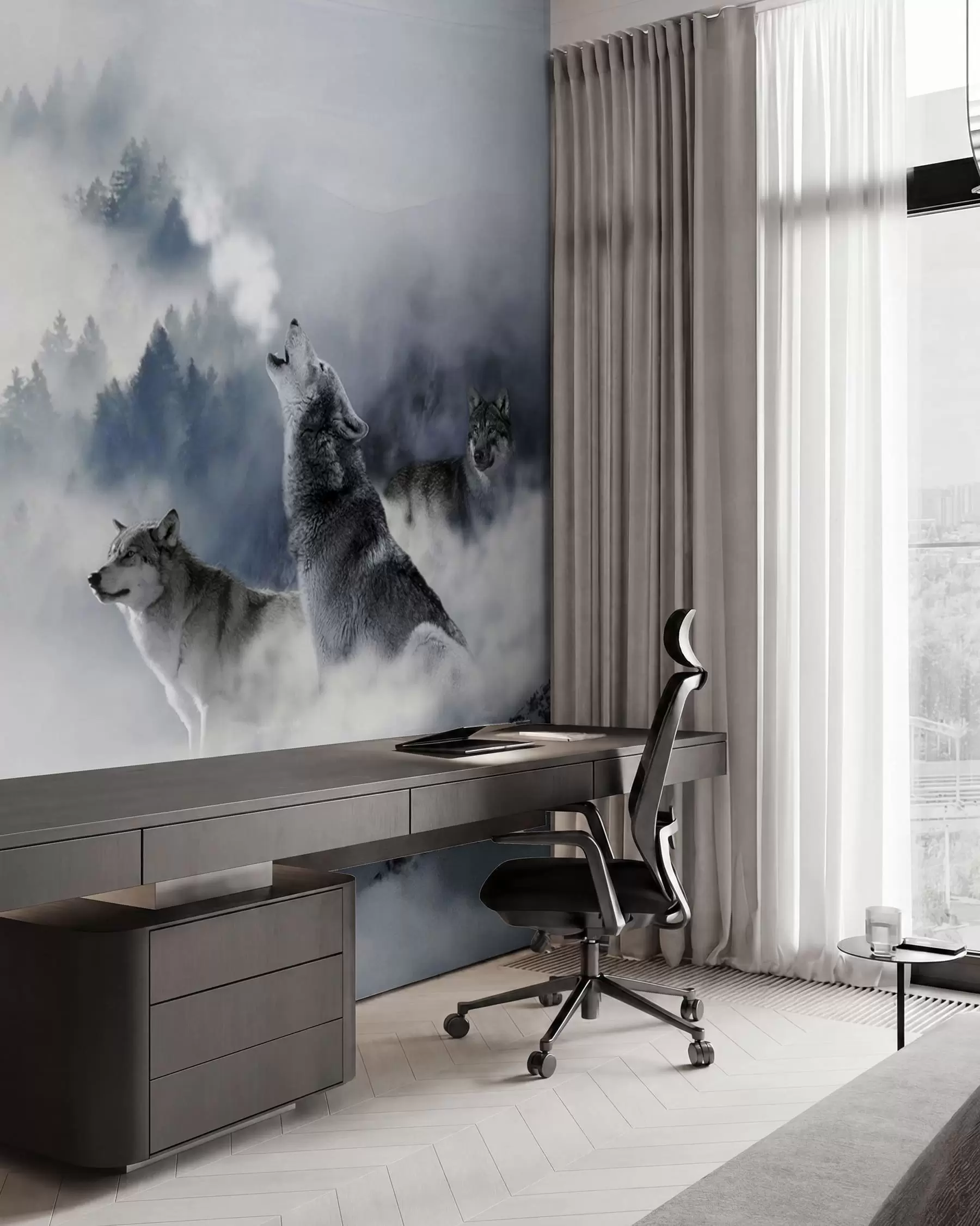 murales de pared Lobos en el bosque u42161