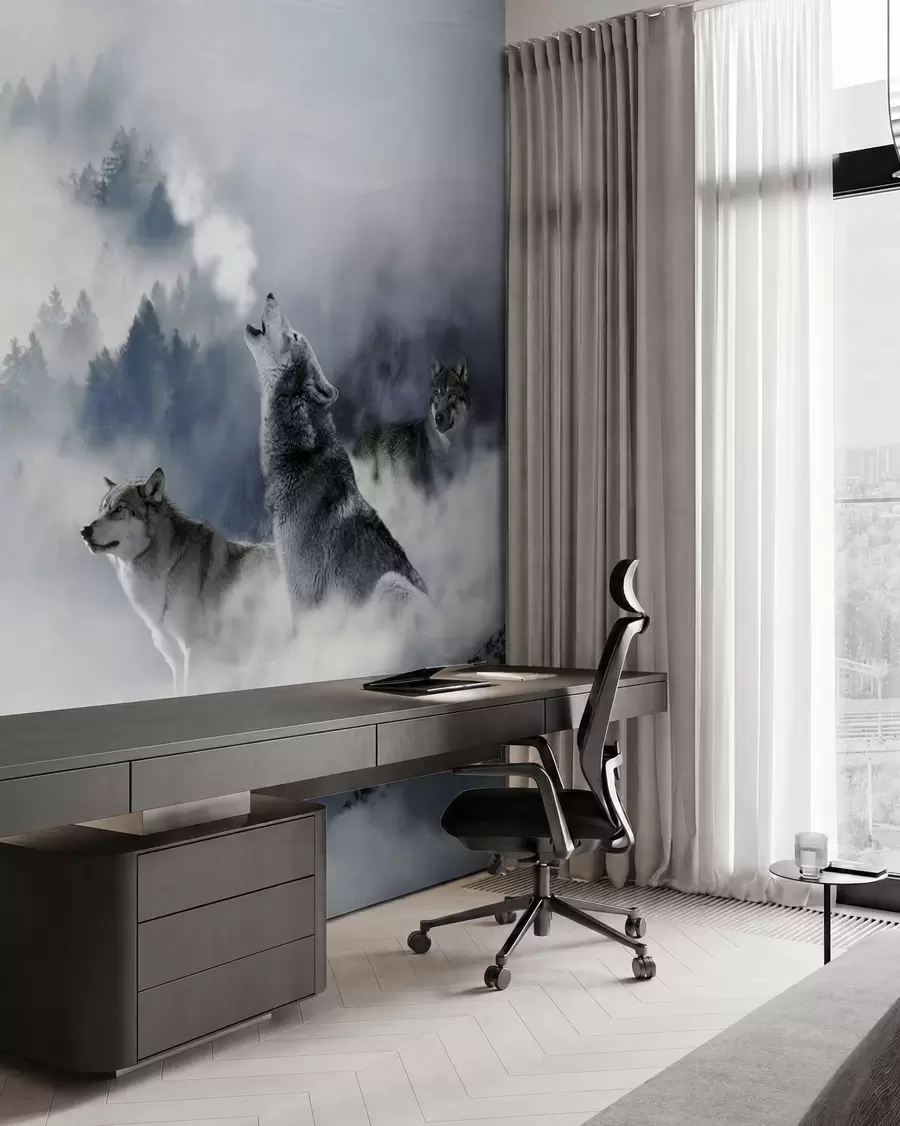 murales de pared Lobos en el bosque u42161