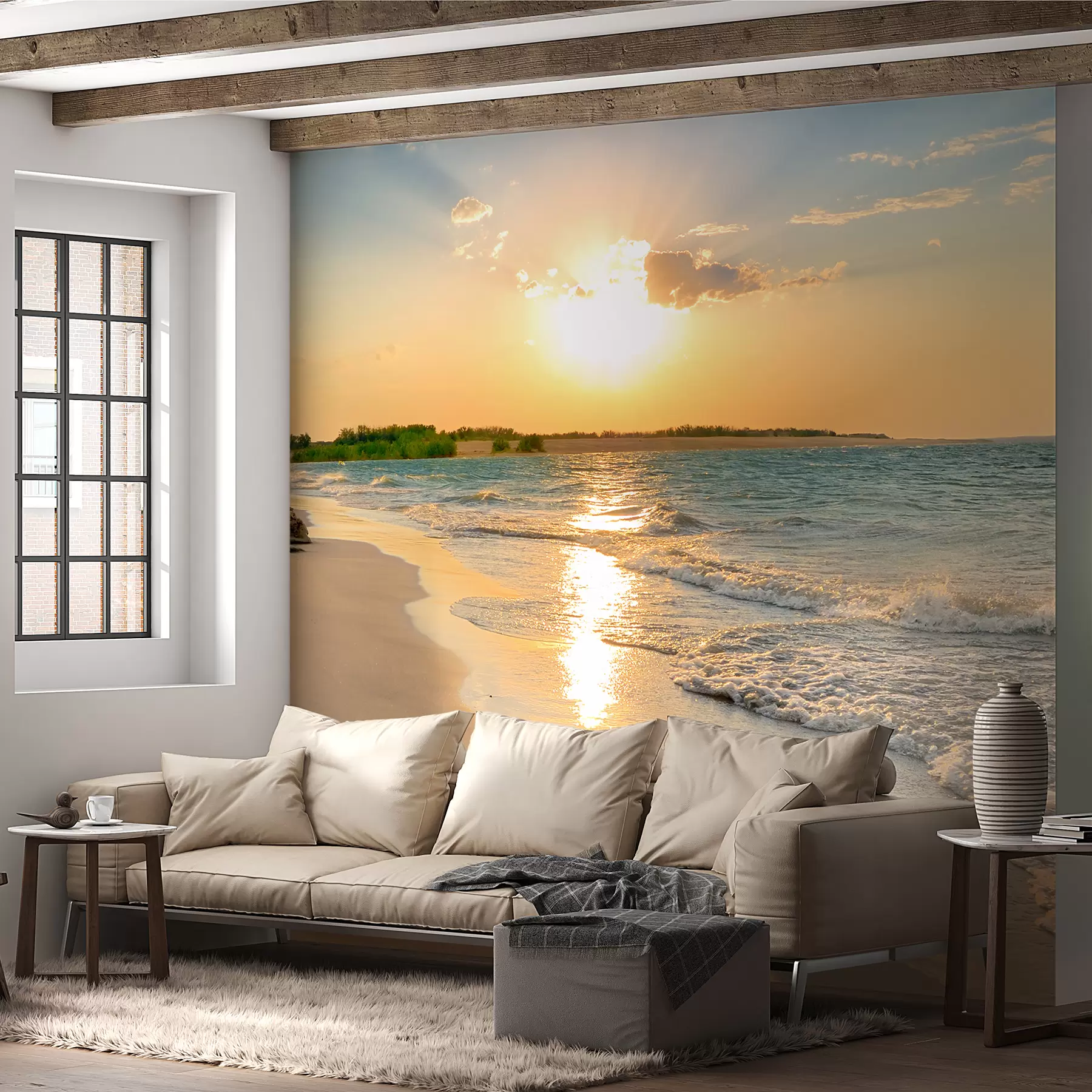murales de pared Puesta de sol en la costa del mar u53408