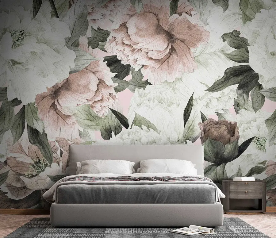 murales de pared Peonias dibujadas u55910