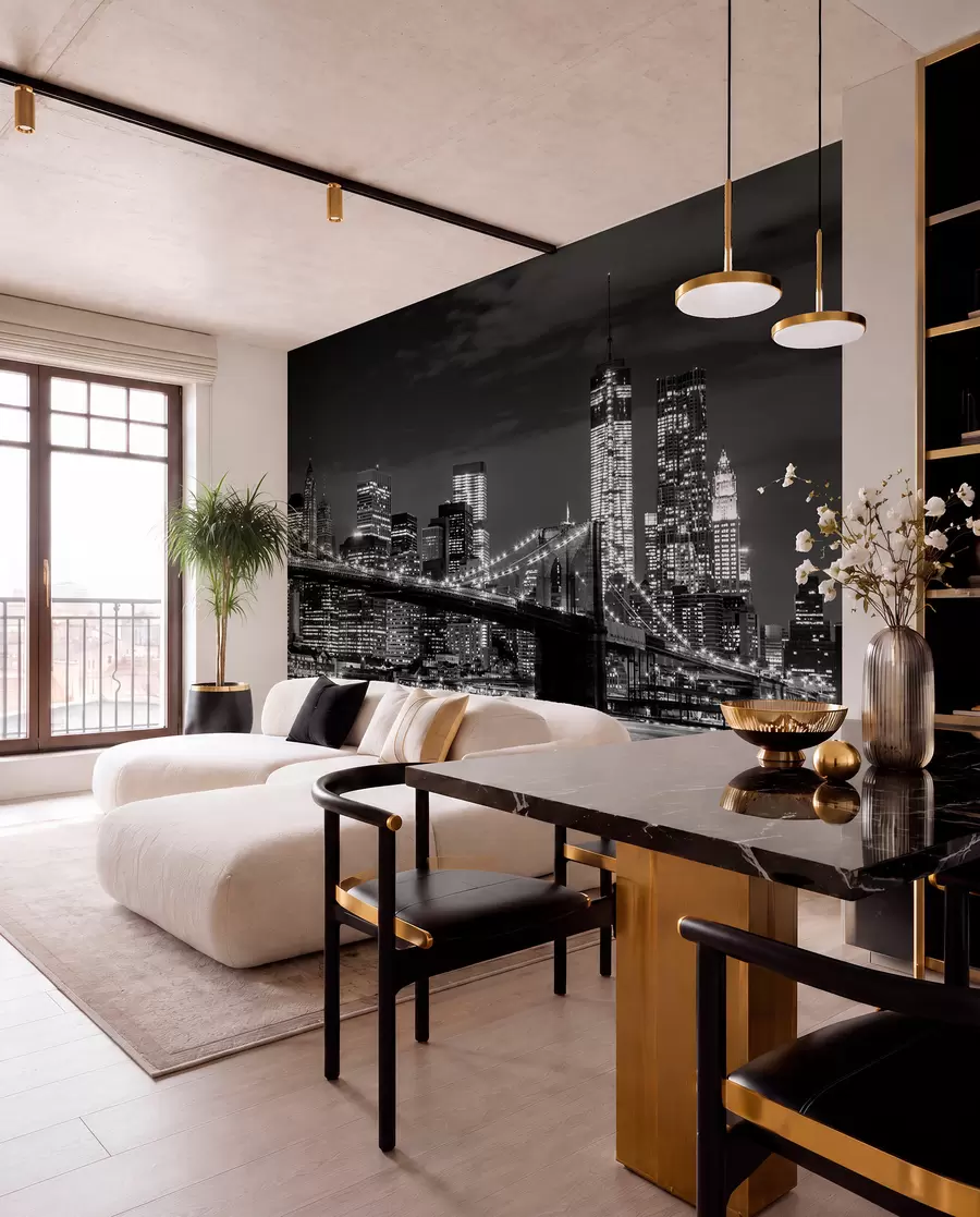 murales de pared Brooklyn en monocromo u56428