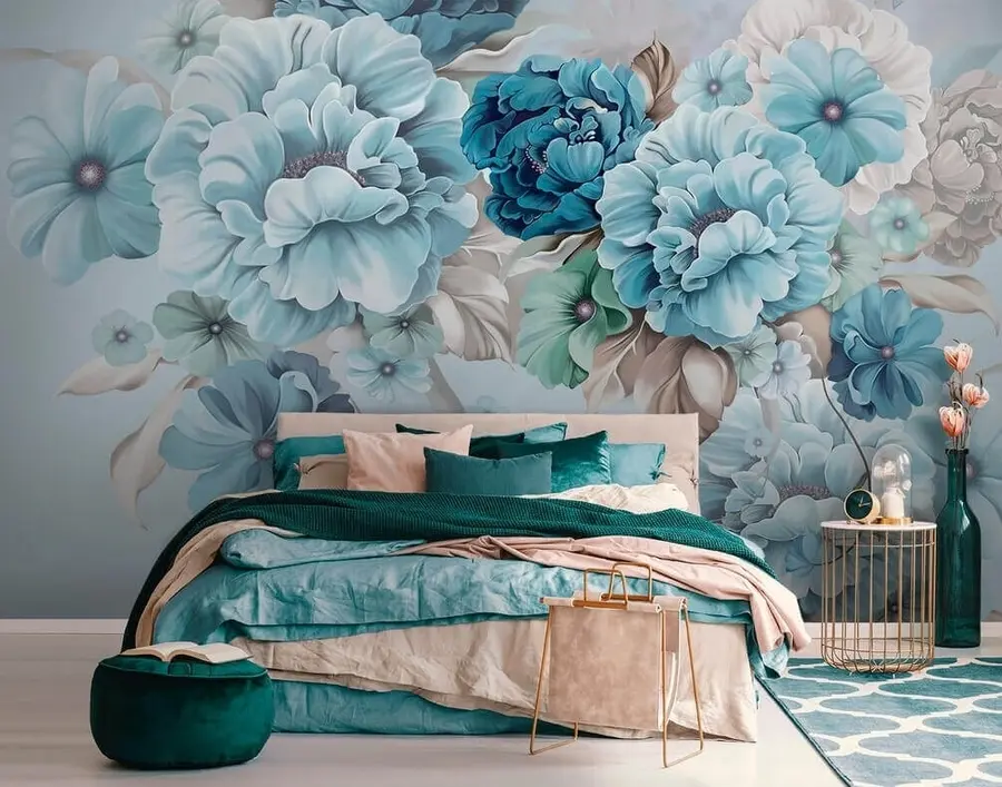 murales de pared Delicadas flores azules u59900