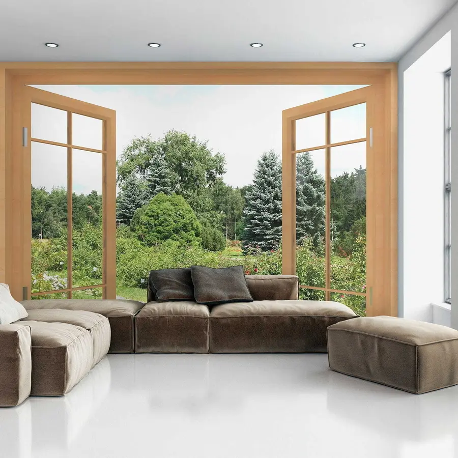 murales de pared Vista desde la ventana al bosque u60673