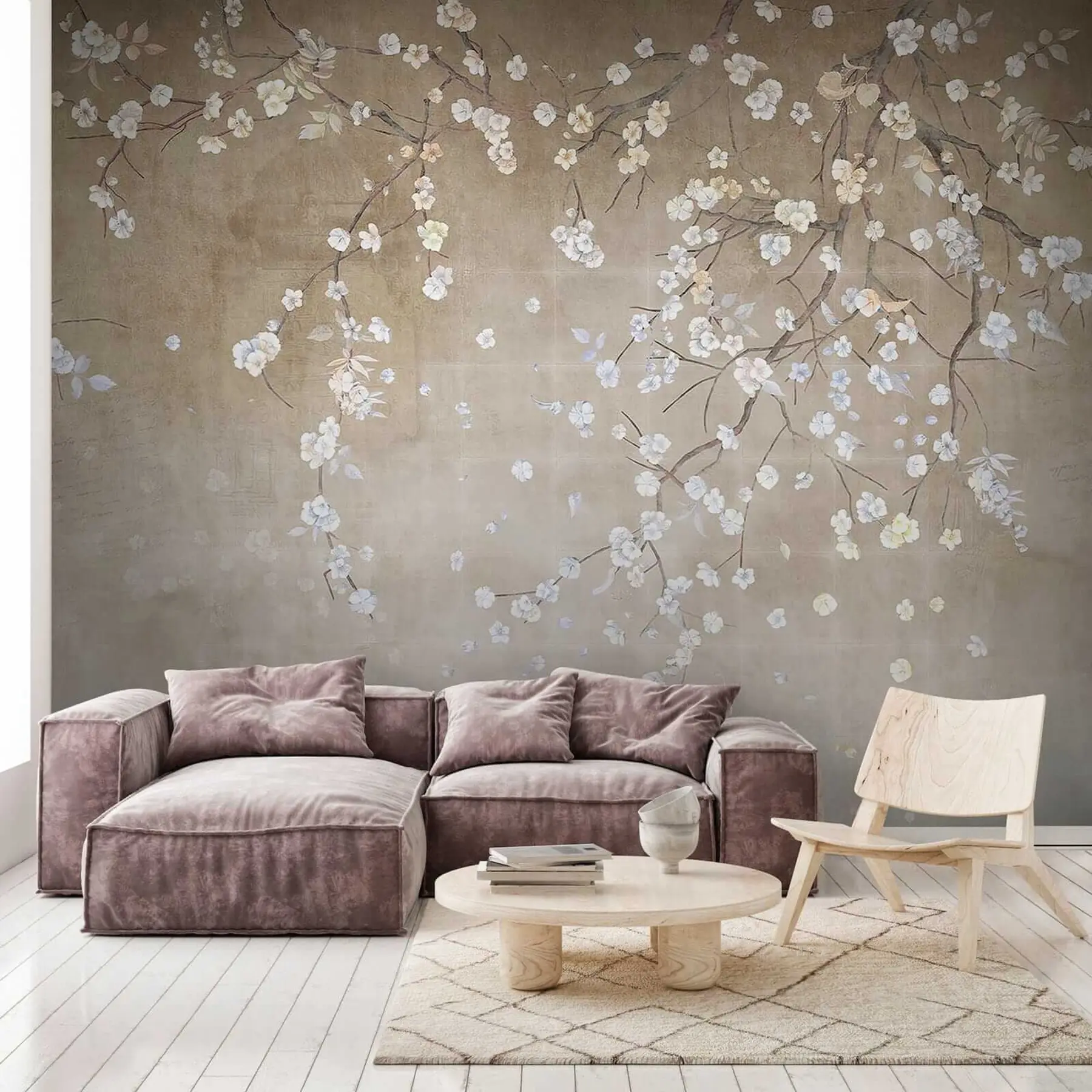 murales de pared Árbol en flor en una pared en mal estado u61369