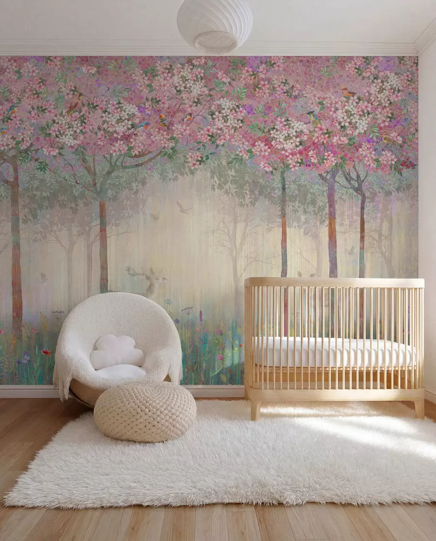 murales de pared Ciervos en el bosque florido u62100