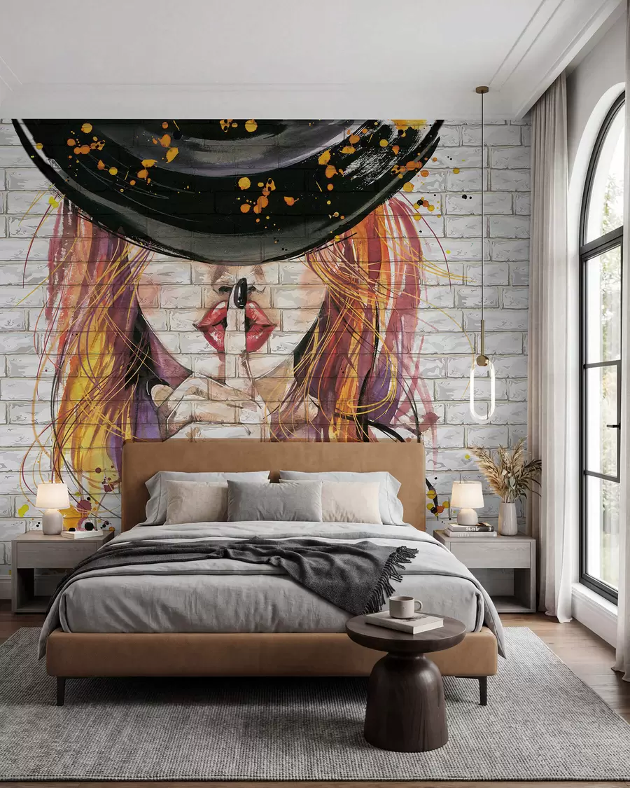 murales de pared Silencio bajo sombrero negro u67648