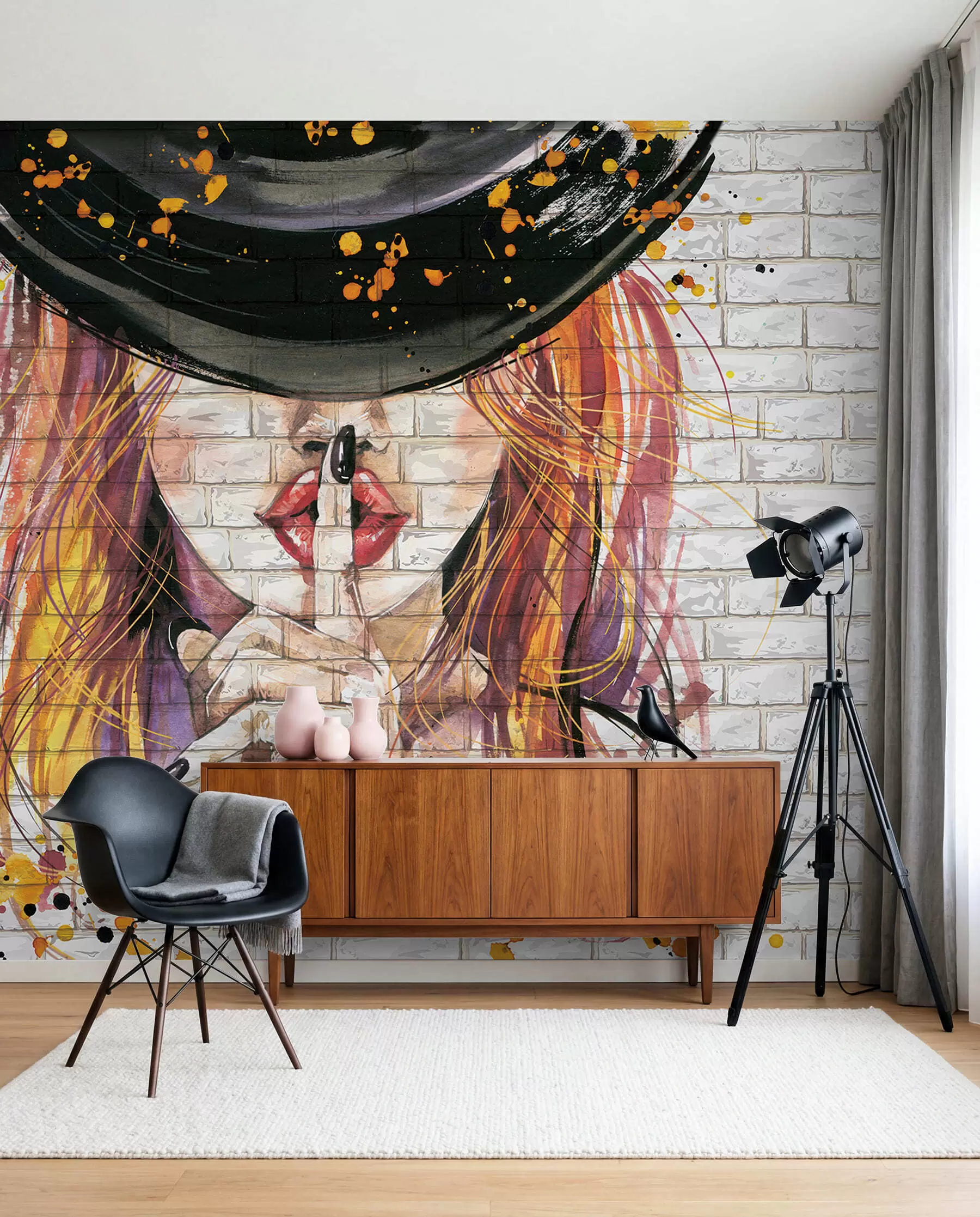 murales de pared Silencio bajo sombrero negro u67648