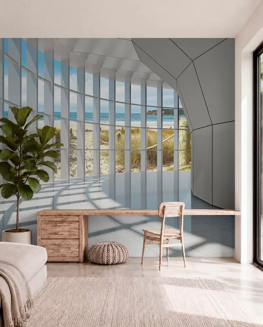 murales de pared Corredor 3D con vista al mar u70513