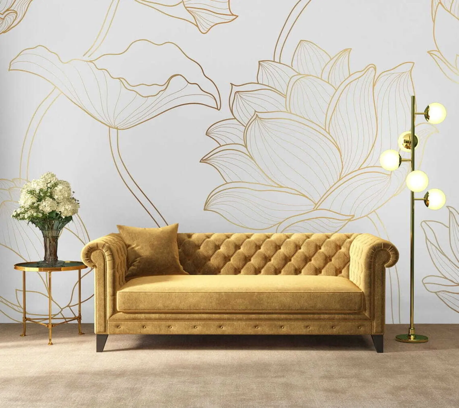 Murales de pared Arte lineal del loto u58166 murales de pared Arte lineal del loto u58166