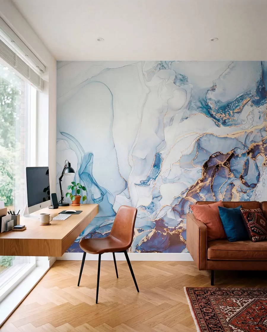 murales de pared Mármol azul con cobre u70767