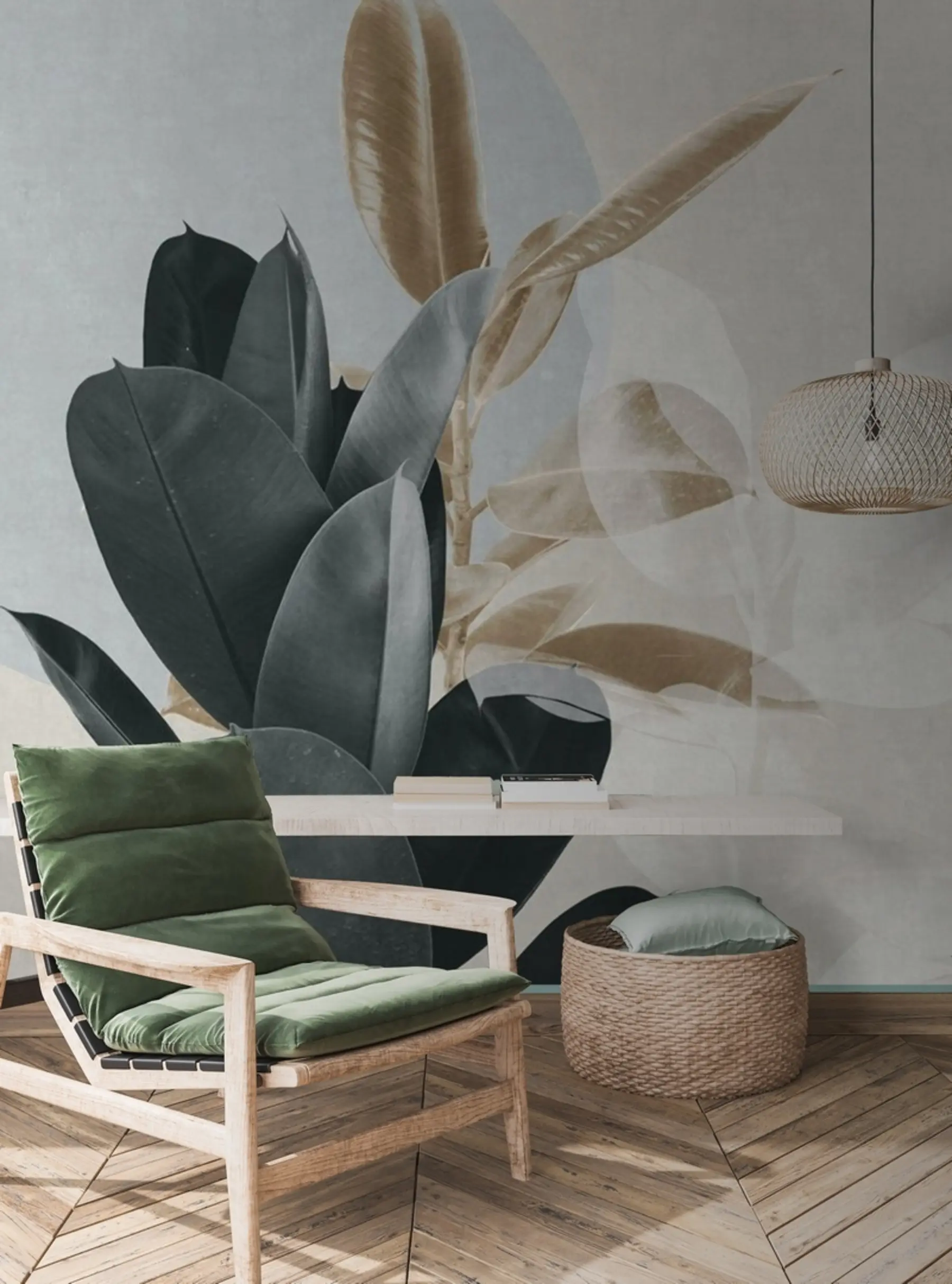 murales de pared Ficus sobre fondo de pared grunge u71334