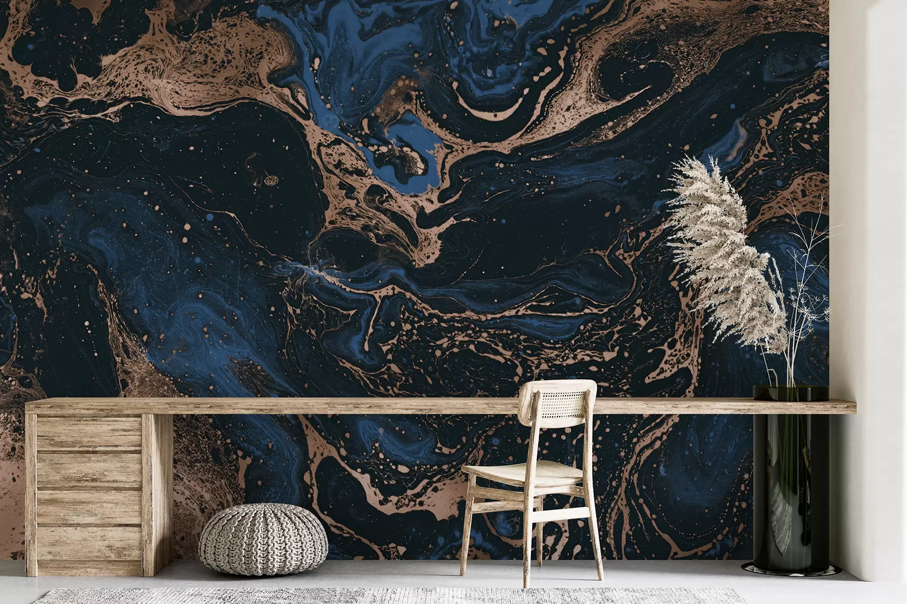 murales de pared Líquidos azules, efecto mármol u71439