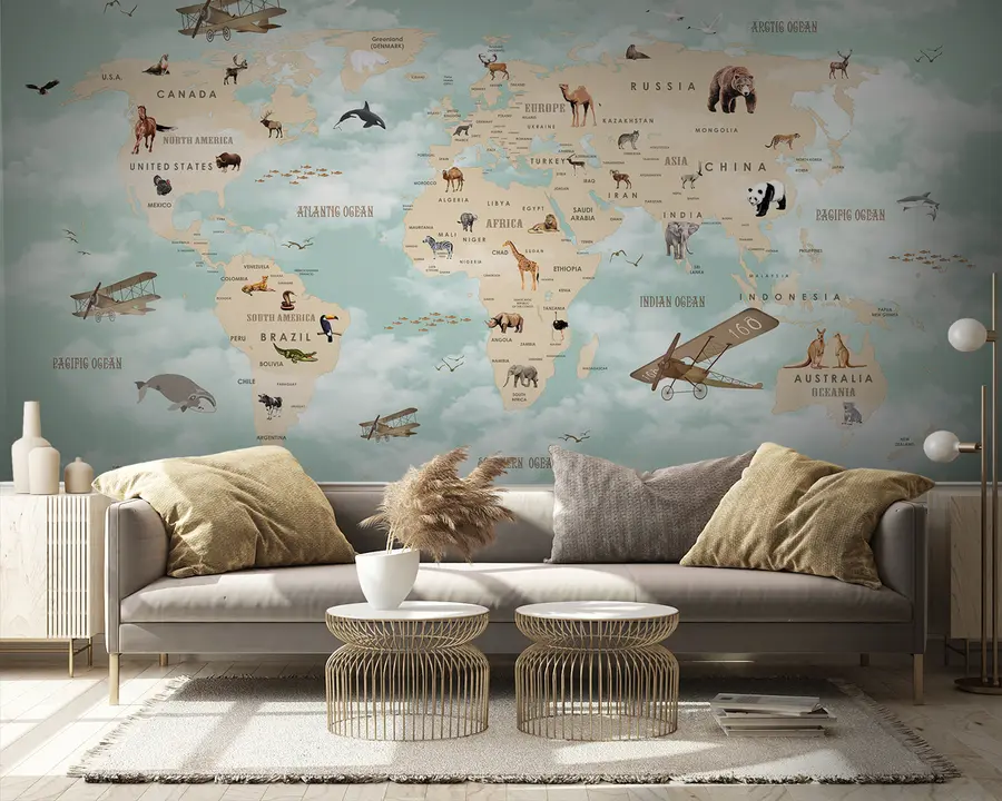 murales de pared mapamundi infantil u25042