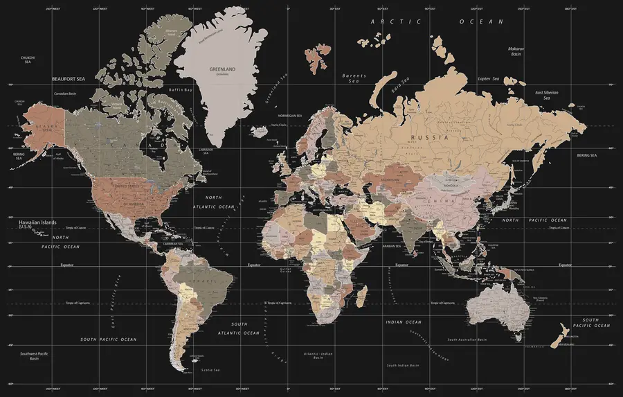 murales de pared Mapa detallado del mundo u99477