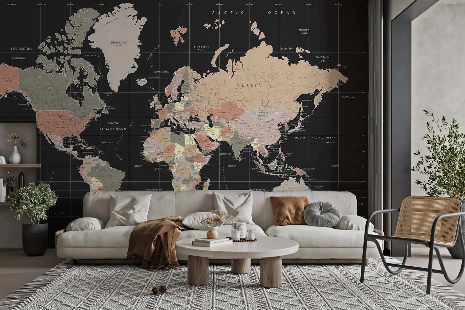 murales de pared Mapa detallado del mundo u99477