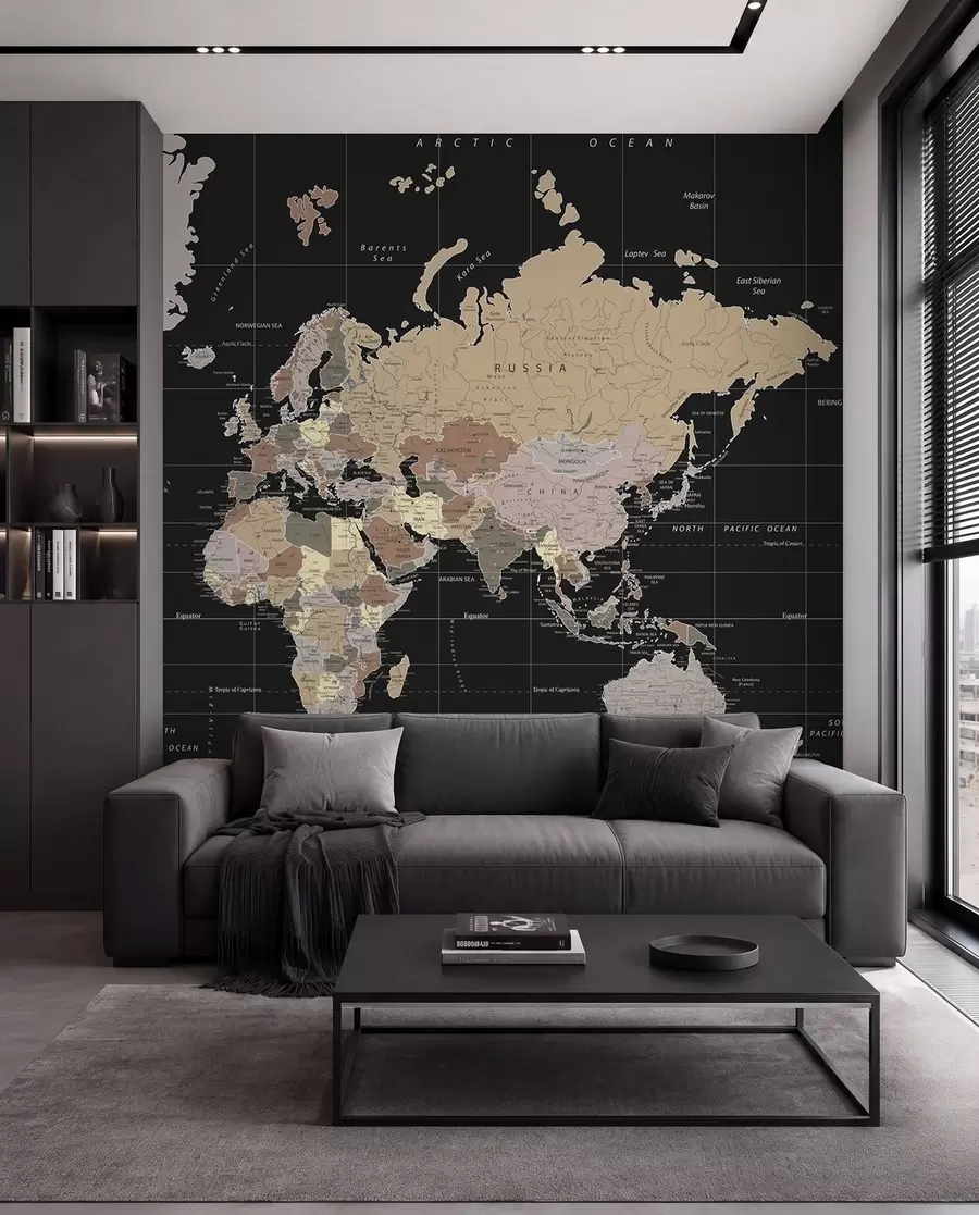 murales de pared Mapa detallado del mundo u99477