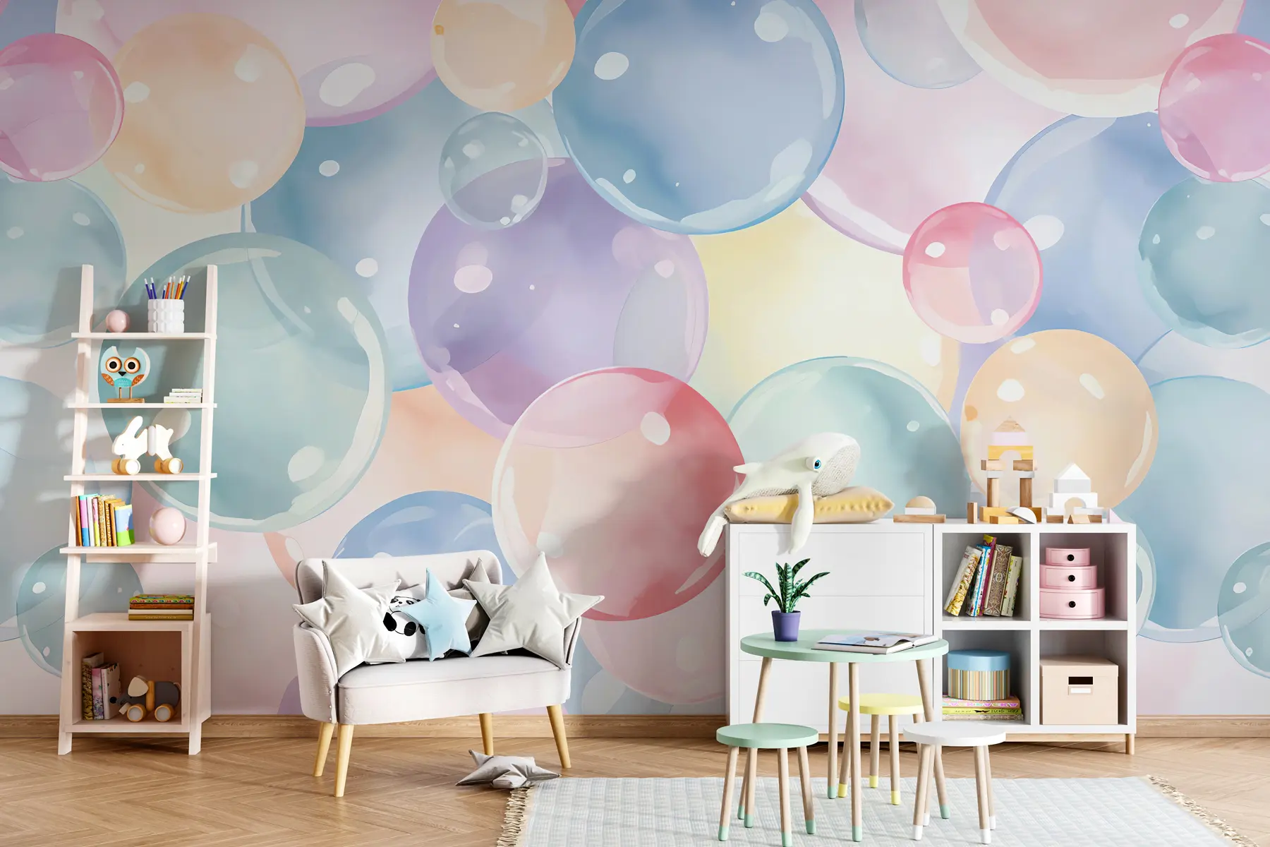 murales de pared Burbujas en colores pastel u99730