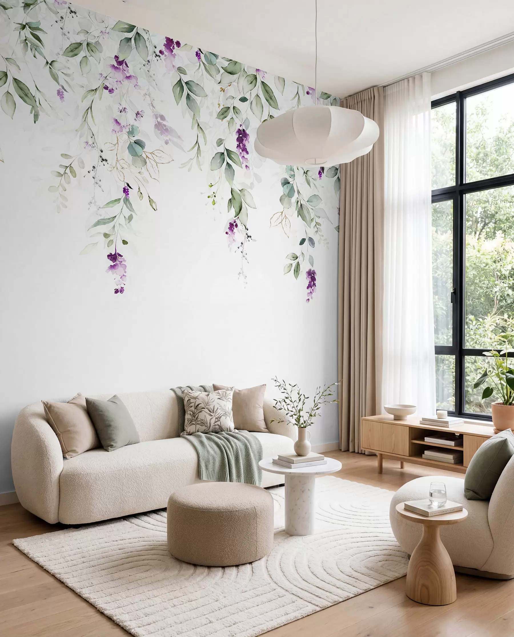 murales de pared composición en acuarela con flores de lavanda u99687