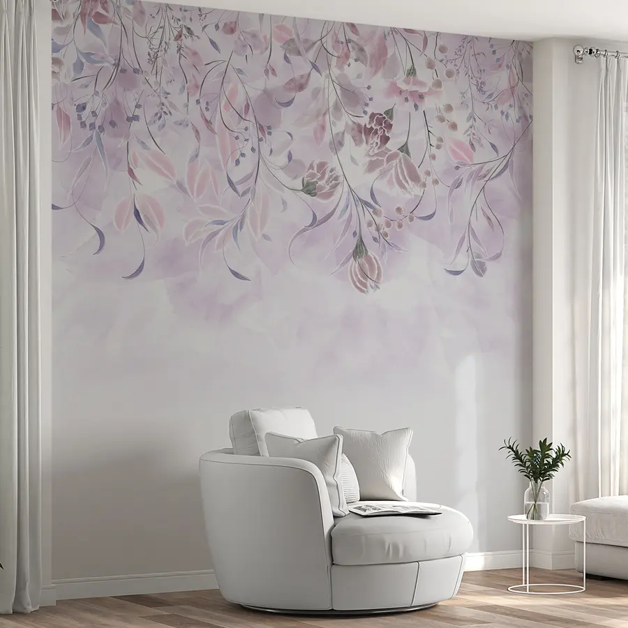 Murales de pared Delicadas flores de color púrpura w00072 murales de pared Delicadas flores de color púrpura w00072